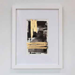 This is a black mixed media by Julia Contacessi called thinking on paper - original in standard