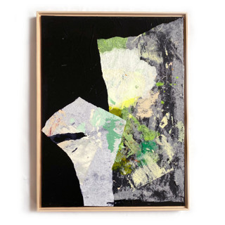 This is a black mixed media by Jessalin Beutler called song moon in standard
