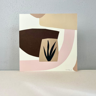 This is a beige mixed media by Renée Stramel called tinted dimensions ii in standard