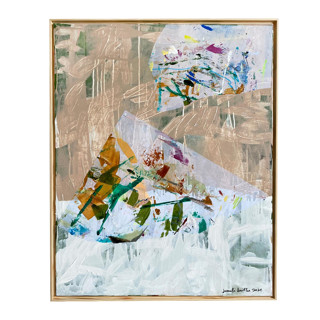 This is a beige mixed media by Jessalin Beutler called misty mountain in standard