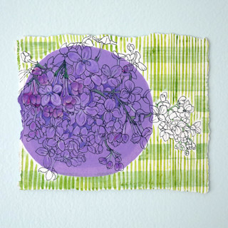 This is a purple mixed media by Janie Allen called picture perfect lilac picnic in standard