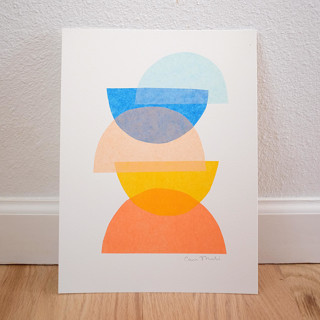 This is a multicolor mixed media by Carrie Moradi called candy moons in standard