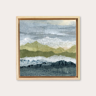 This is a blue mixed media by Lara Eckerman called billowing ridges in standard