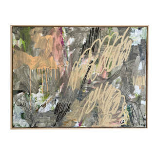 This is a gray mixed media by Jessalin Beutler called lean into gray in standard