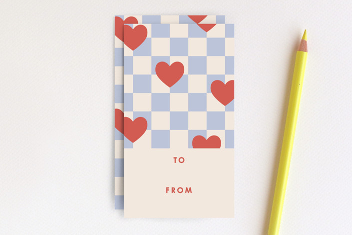 Checkered Hearts Gift Tag
