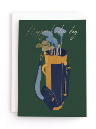 This is a evergreen tbd by Tamara Hilje called birdieday in greeting cards