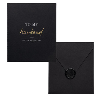 This is a black bridesmaid gifts by Plan Chicly called spouse greeting card- husband in standard