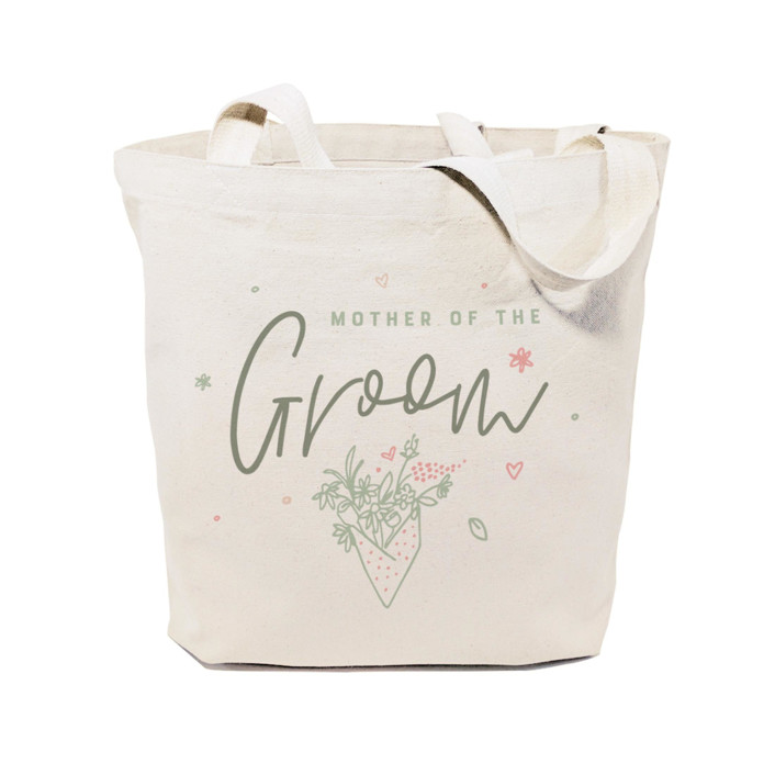 Floral Mother of the Groom Wedding Cotton Canvas Tote Bag Bridesmaid