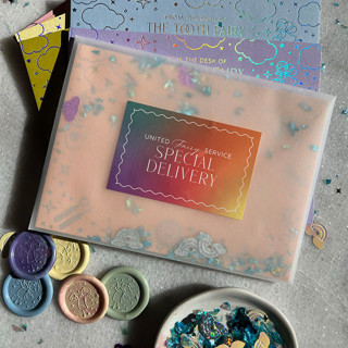 This is a multicolorassorted-colors bridesmaid gifts by Eva Tadros called tooth fairy holographic card set of 6 in standard