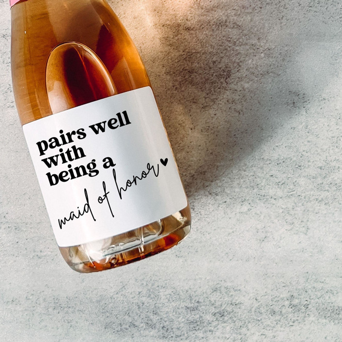 Maid of Honor Gift Wine Label | Pairs well with being a Maid of Honor