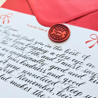 This is a multicolor bridesmaid gifts by Inkspiringletters called post card from santa- handwritten note from santa- personalized with child's name in standard