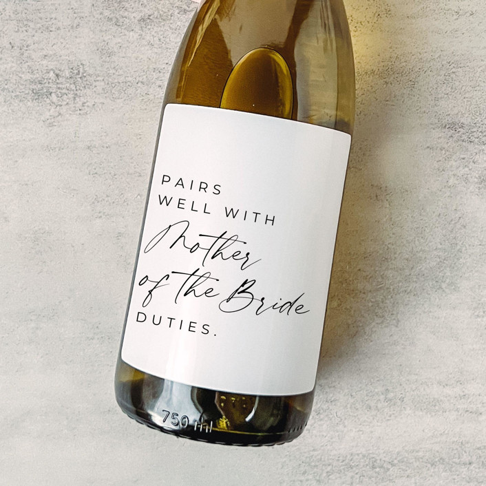 Mother of the Bride Gift Wine Label | Pairs well with Mother of the Bride Duties