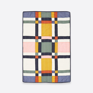 This is a multicolor throw blankets by Anchal called small patchwork plaid quilt throw - multi in standard