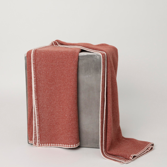 Rust & White Bird's Eye Cashmere Knit Throw Blankets and Throws by