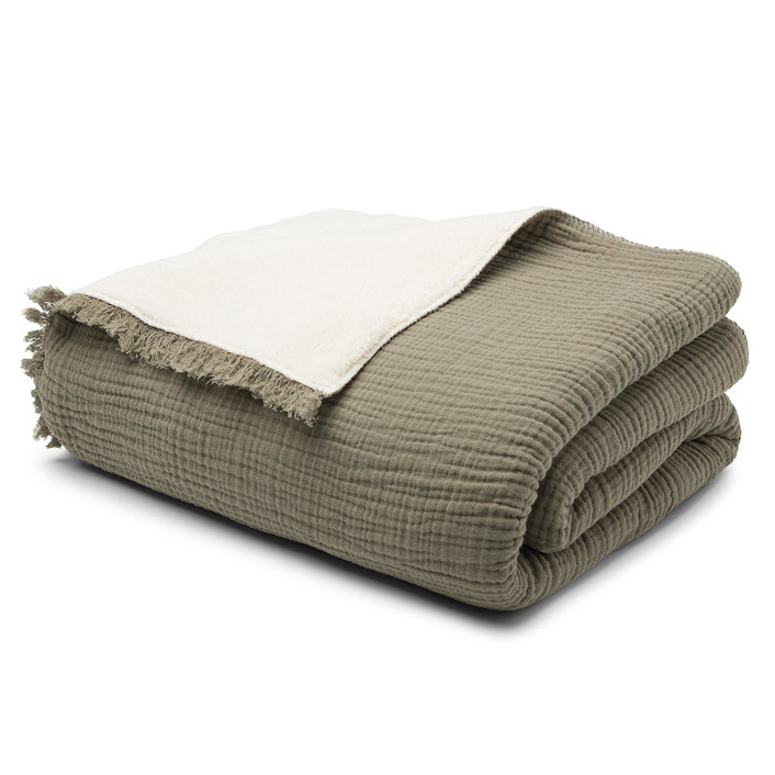 Alaia Sherpa Throw - Moss