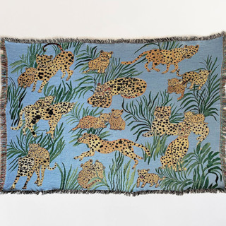 This is a blue throw blankets by Olivia Wendel called blue cheetahs blanket in standard
