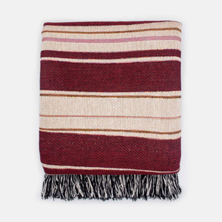 This is a red throw blankets by Karbon Market called holiday stripe-maroon in standard