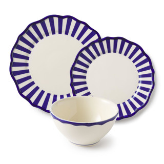 This is a blue tableware by Maison Madison called riviera 12 piece set with cereal bowl in standard