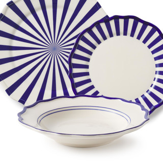 This is a blue tableware by Maison Madison called mixed 12 piece dinnerware set with pasta bowl 1 in standard