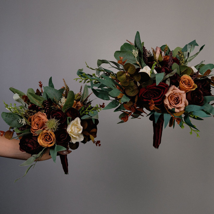 Burgundy Burnt orange Bridesmaids Bouquet