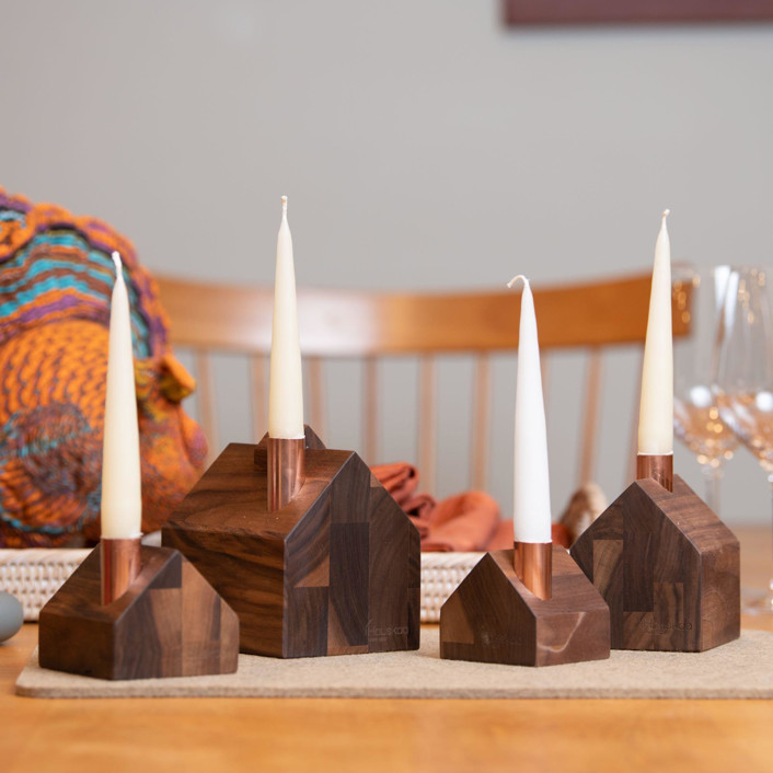 Modern & Natural Centerpiece Candle Holder Handcrafted from Solid Wood