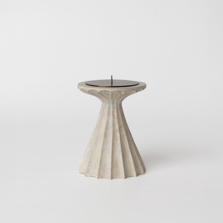This is a white candles and candle holders by HOUSE of REVELRY called bleached tall pillar candle holder in standard
