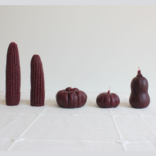 This is a purple candles and candle holders by Happy Organics called mulberry - harvest table bundle beeswax candles in standard