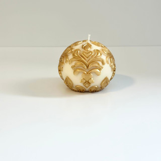 This is a multicolor candles and candle holders by Over By The Moon called white and gold christmas ornament candle in standard