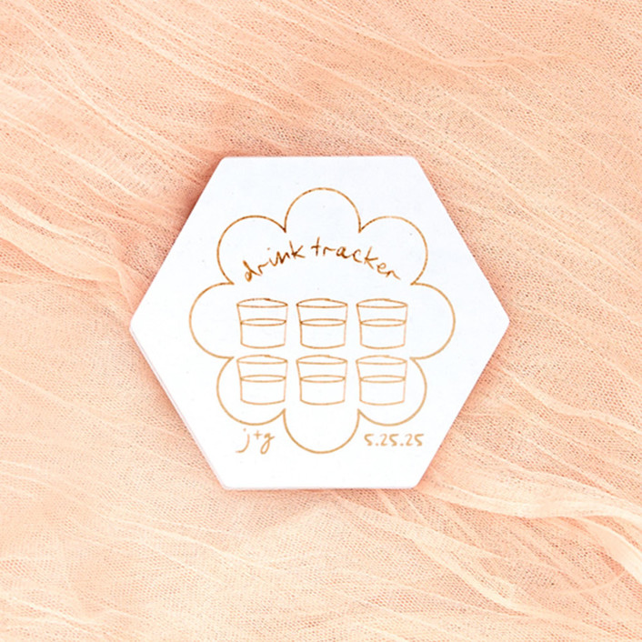 Kitschy Cocktail Hour Drink Tracker Coaster, hexagon shape, set of 100