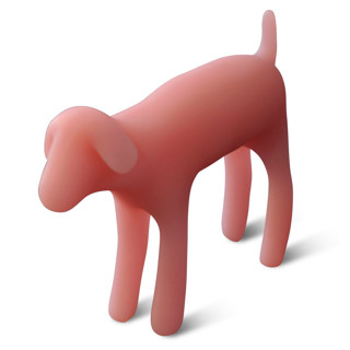 This is a pink decorative objects by Tina Frey called 4legged friend le chien sculpture woofy pink in standard
