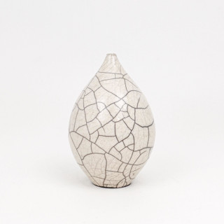 This is a white decorative objects by Emily Cheung Ceramics called raku-fired white crackle vessel / 024 in standard