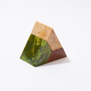 This is a multicolor decorative objects by Powered By People called 3 piece decorative triangle puzzle - unique andean gemstone art in standard