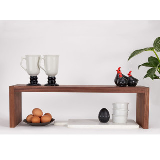 This is a natural accent pieces by Reds Wood Design called medium walnut kitchen shelf riser in standard