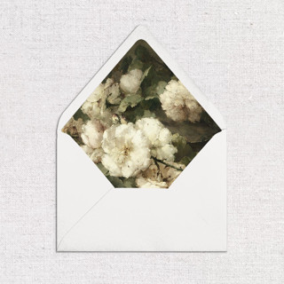 This is a black wedding envelopes by Eva Friesen called white vintage moody floral envelope liners in standard