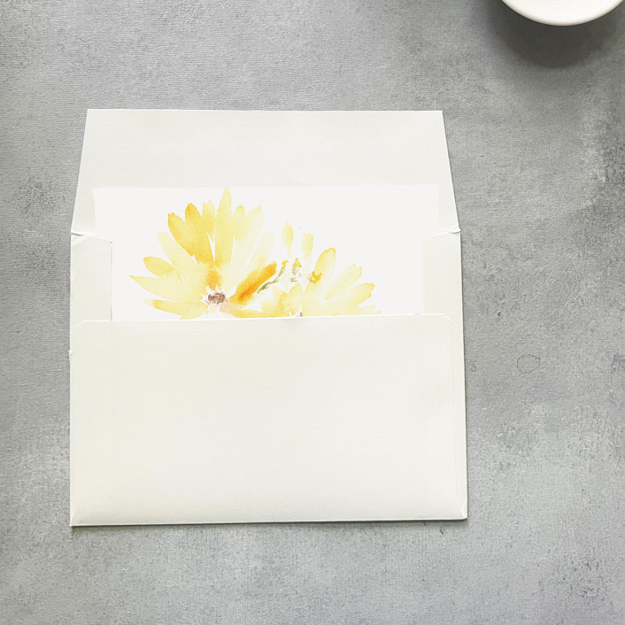 Floral Sunflower Watercolor Square Envelope Liner | Set of 10 | For 5x7” invitations
