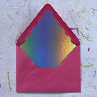 This is a multicolorassorted-colors wedding envelopes by Eva Tadros called wavy a7 liner - holographic paper in standard