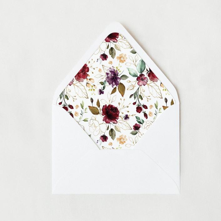 Burgundy Gold Florals | Set of 25 Euro Envelope Liners