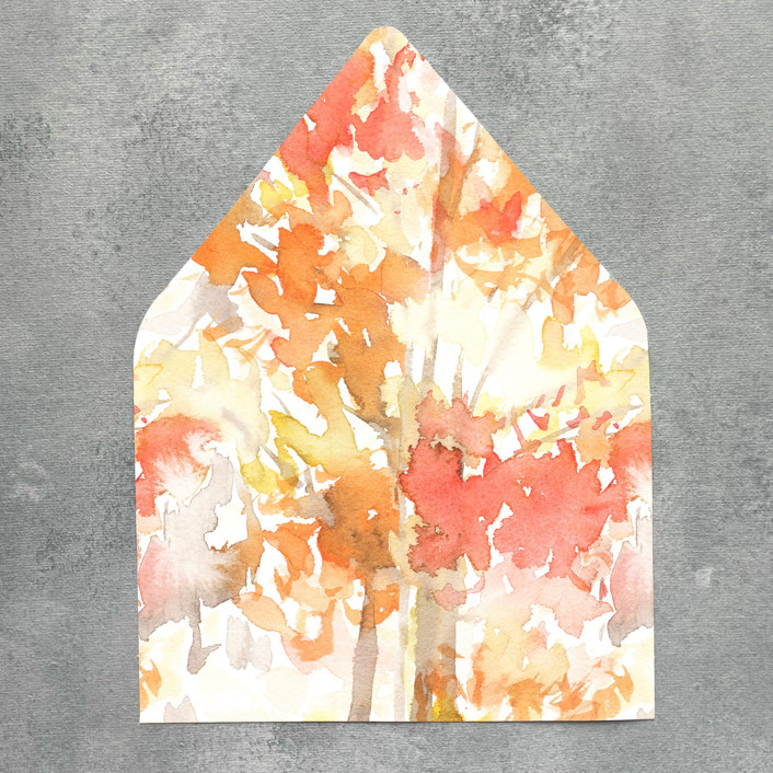 Fall Foliage Watercolor Euroflap Envelope Liner | Set of 10 | For 5x7” invitations