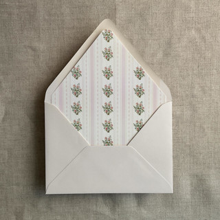 This is a pink wedding envelopes by Ivory Invitations called emberlin vintage pink floral print envelope liner for a7 euro flap envelope | pack of 10 in standard