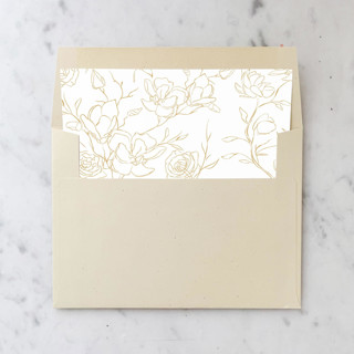 This is a gold wedding envelopes by Design by Laney called a7 envelope liners gold flowers square flap (set of 10) in standard