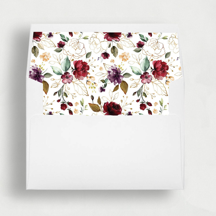 Burgundy Gold Florals Set of 25 Envelope Liners Envelope Liners by Nikki Turner Minted