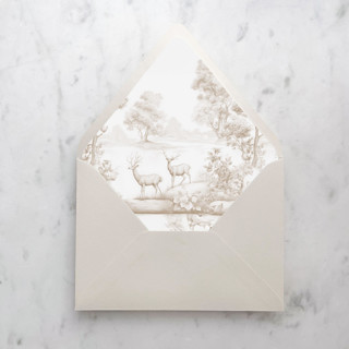 This is a beige wedding envelopes by Design by Laney called a7 envelope liners forest toile pattern (set of 10) in standard