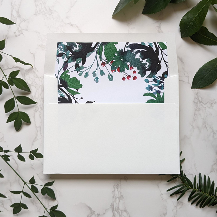 Holiday Leaves Watercolor Envelope Liner | Set of 10