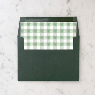 This is a green wedding envelopes by Design by Laney called a7 envelope liners holiday gingham green (set of 10) square in standard