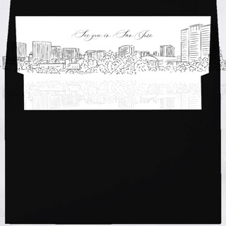 This is a white wedding envelopes by Kimee Meyer called san jose skyline envelope liner with custom text/saying | set of 10 | for 5x7 minted square flap envelope in standard