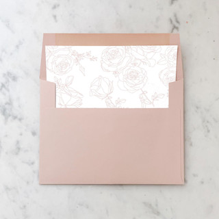 This is a pink wedding envelopes by Design by Laney called a7 envelope liners pink rose line art square flap (set of 10) in standard