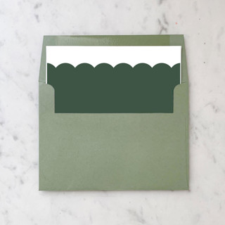 This is a green wedding envelopes by Design by Laney called a7 envelope liners holiday scalloped green (set of 10) square in standard