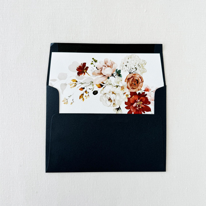 Rustic Orange Peach Floral Envelope Liner, Set of 10