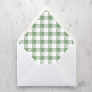 This is a green wedding envelopes by Design by Laney called a7 envelope liners holiday gingham green (set of 10) in standard