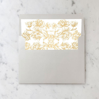 This is a gold wedding envelopes by Design by Laney called a7 envelope liners floral scroll gold square flap (set of 10) in standard
